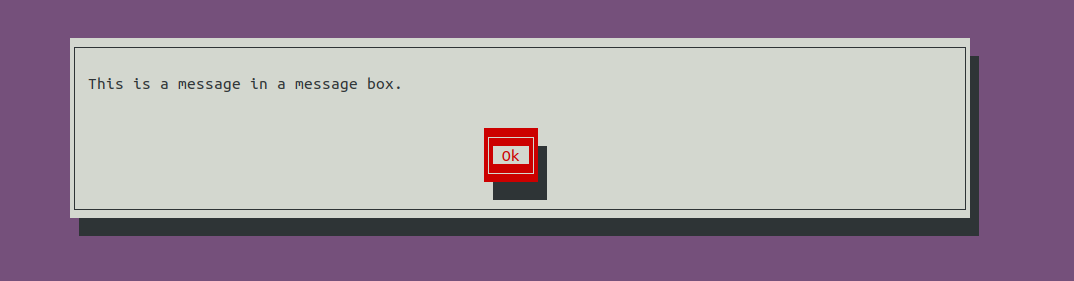 Whiptail message box with full buttons