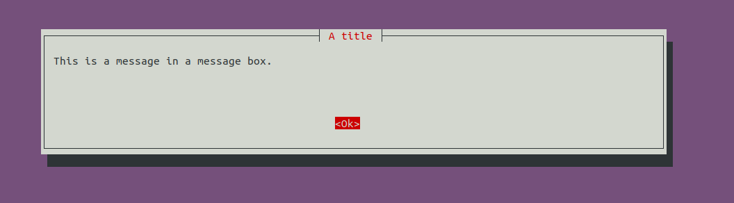 Whiptail message box with a title